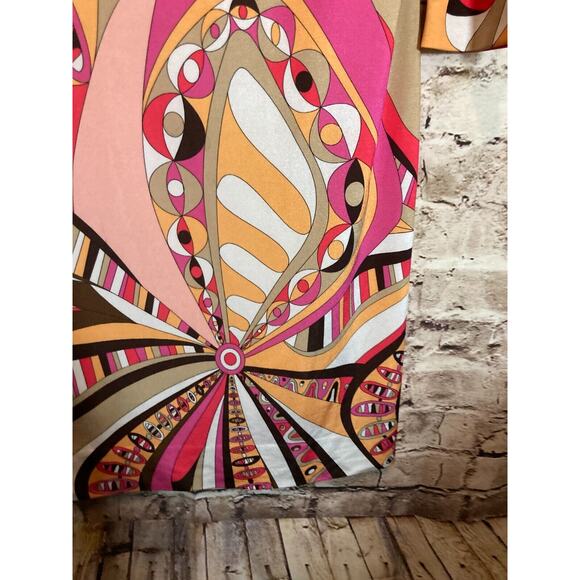 Etcetera Midi Dress Womens 6 Pink Retro Florals Shift Long Sleeve Stretch - Picture 10 of 15